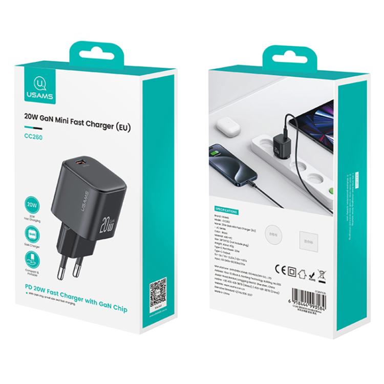 USAMS CC260 20W GaN USB-C / Type-C ポート ミニ急速充電器、CC260
