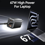 USAMS CC265 67W GaN 2 x Type-C、USB トリプルポート ミニ急速充電器、CC265