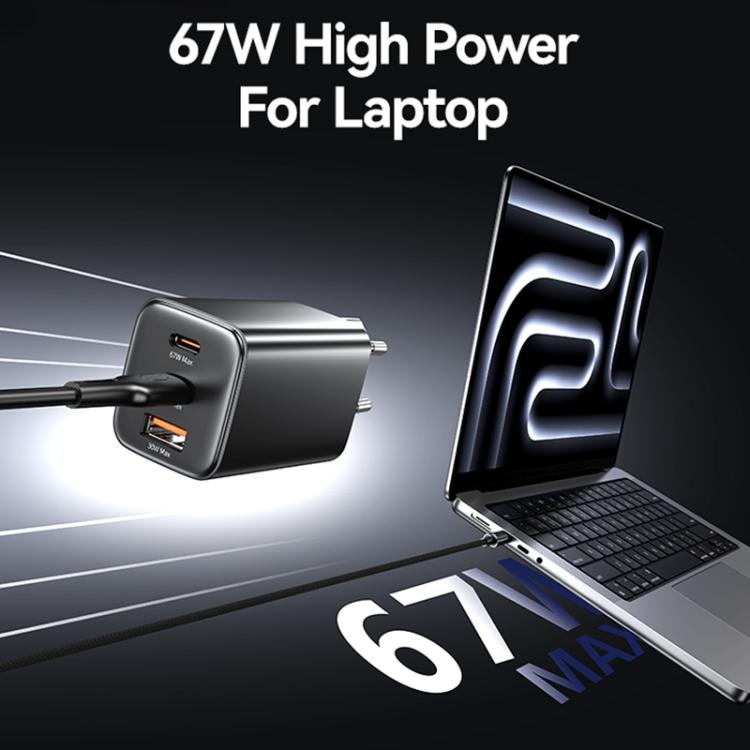 USAMS CC265 67W GaN 2 x Type-C、USB トリプルポート ミニ急速充電器、CC265