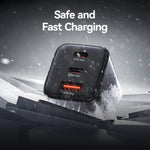 USAMS CC265 67W GaN 2 x Type-C、USB トリプルポート ミニ急速充電器、CC265
