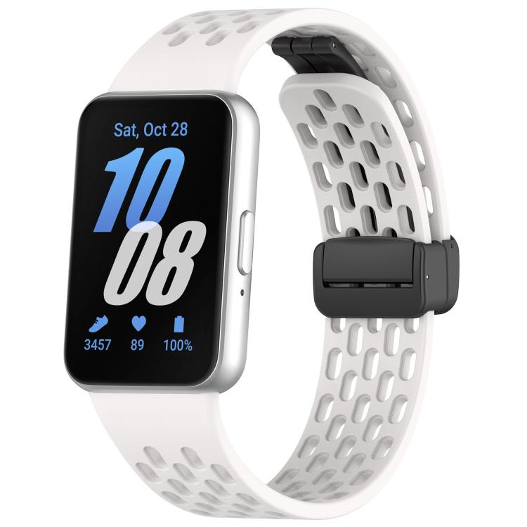 xDfind ホールスタイルマグネットブラックバックルシリコンウォッチバンド、Samsung Galaxy Fit3用
