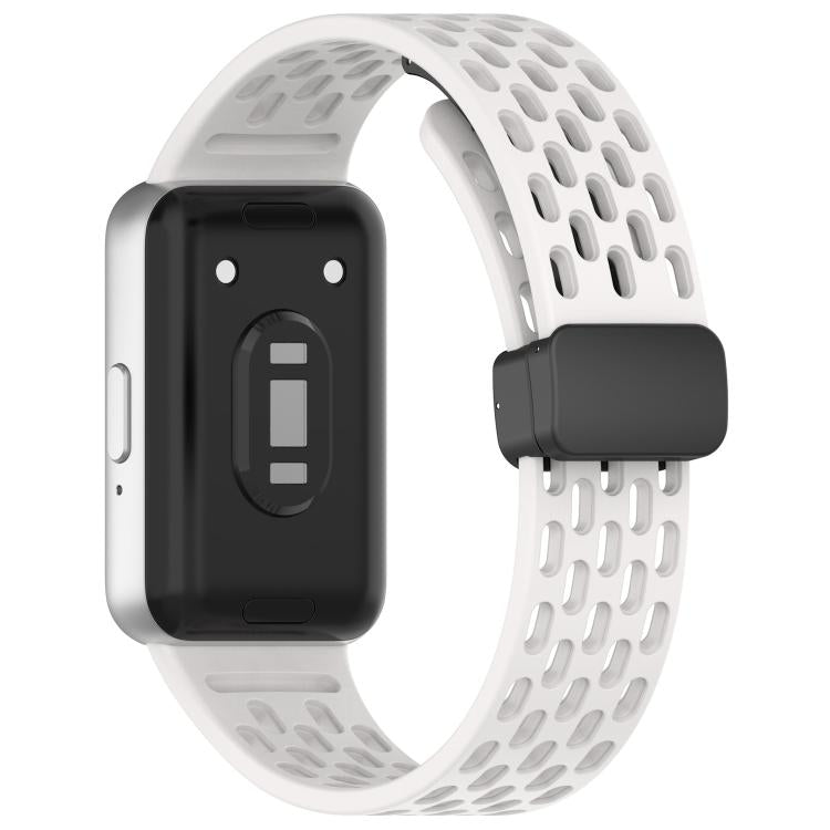 xDfind ホールスタイルマグネットブラックバックルシリコンウォッチバンド、Samsung Galaxy Fit3用