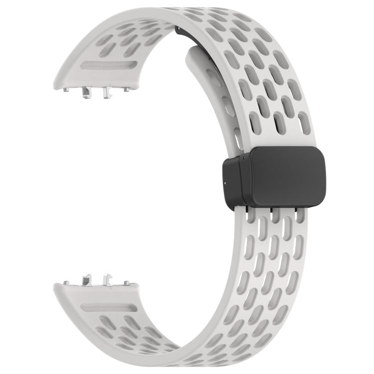xDfind ホールスタイルマグネットブラックバックルシリコンウォッチバンド、Samsung Galaxy Fit3用