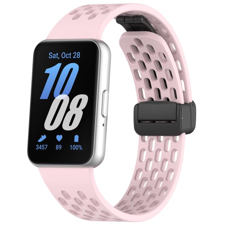 xDfind ホールスタイルマグネットブラックバックルシリコンウォッチバンド、Samsung Galaxy Fit3用