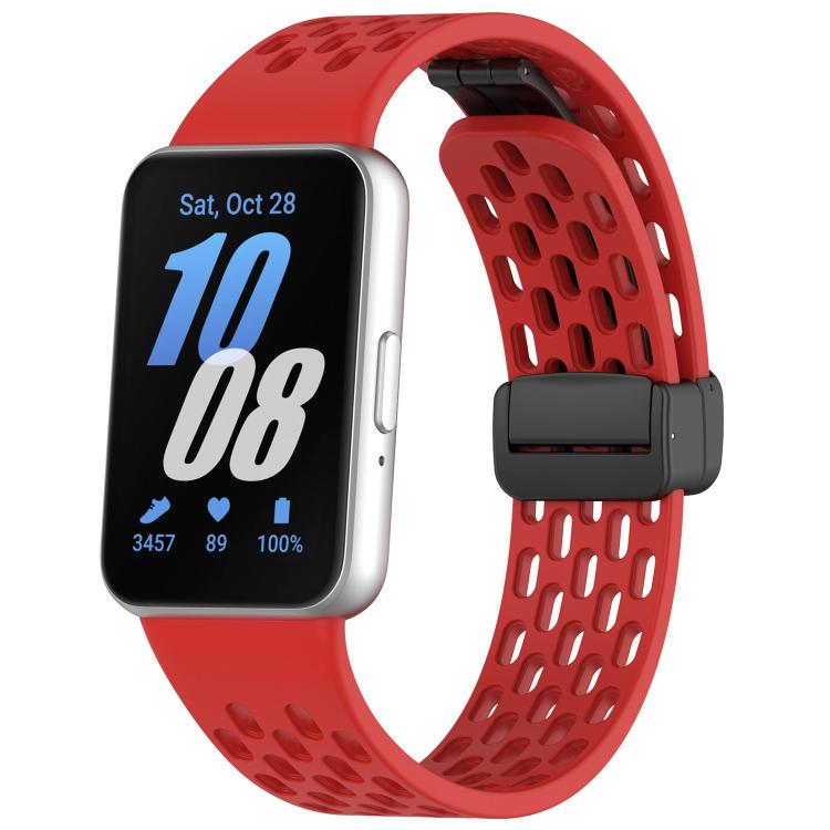 xDfind ホールスタイルマグネットブラックバックルシリコンウォッチバンド、Samsung Galaxy Fit3用