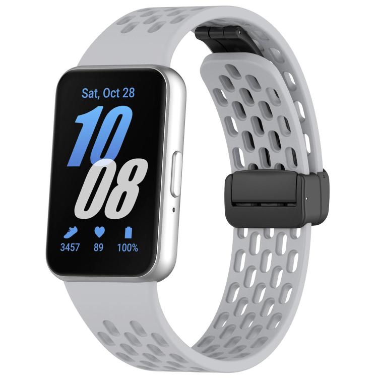 xDfind ホールスタイルマグネットブラックバックルシリコンウォッチバンド、Samsung Galaxy Fit3用