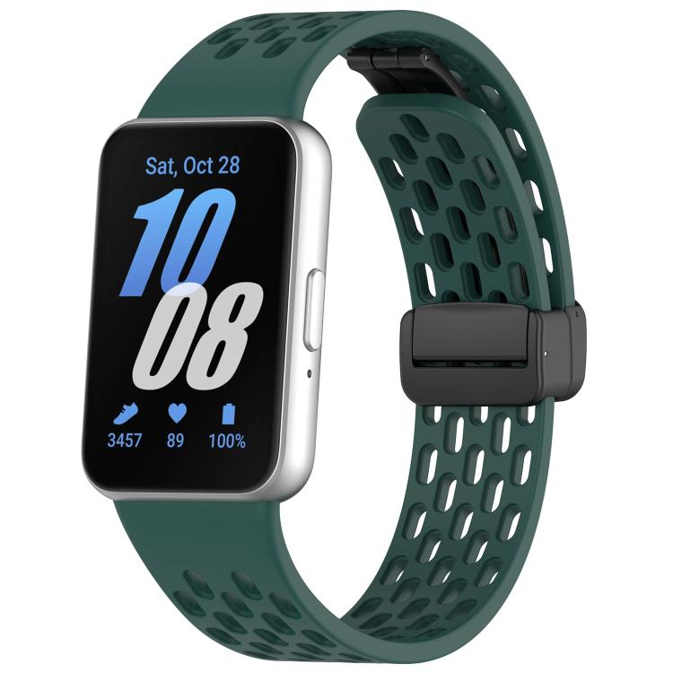xDfind ホールスタイルマグネットブラックバックルシリコンウォッチバンド、Samsung Galaxy Fit3用