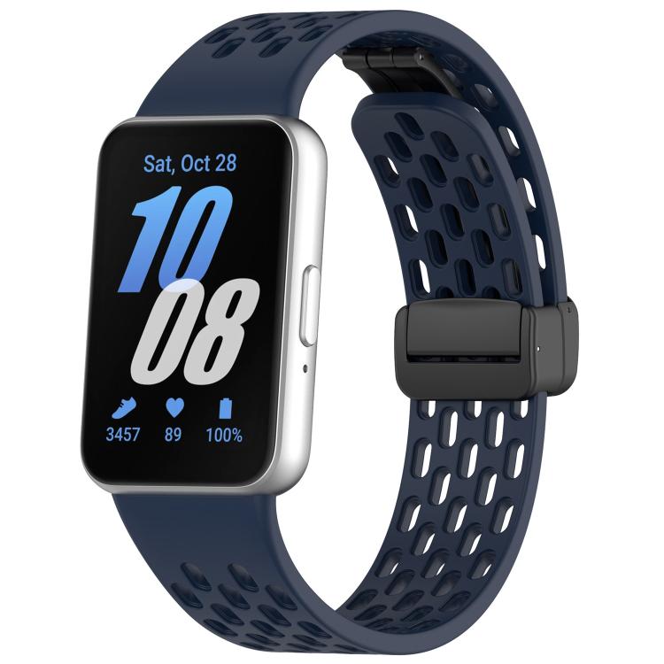 xDfind ホールスタイルマグネットブラックバックルシリコンウォッチバンド、Samsung Galaxy Fit3用