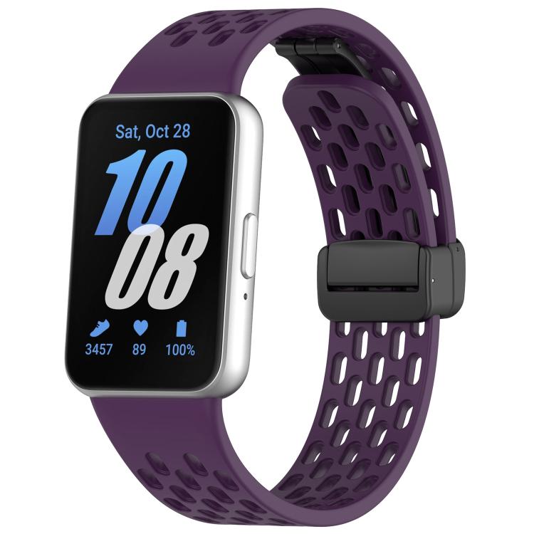 xDfind ホールスタイルマグネットブラックバックルシリコンウォッチバンド、Samsung Galaxy Fit3用