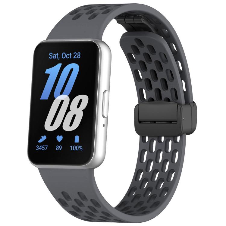 xDfind ホールスタイルマグネットブラックバックルシリコンウォッチバンド、Samsung Galaxy Fit3用