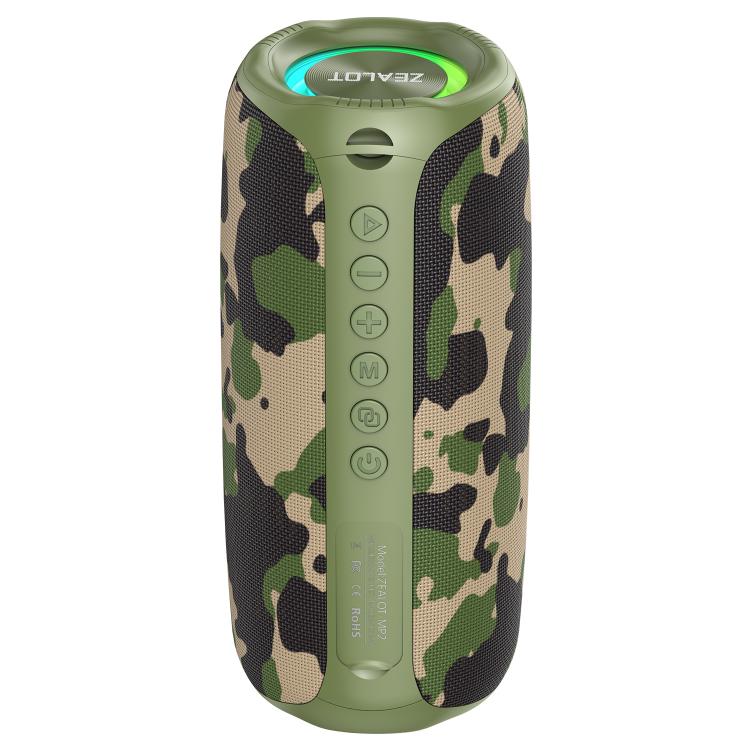 Zealot MP2 20W ポータブルアウトドアRGB Bluetoothスピーカー マイクなし（ブルー）、マイクなし（カモフラージュ）、マイクなし（ブラック）