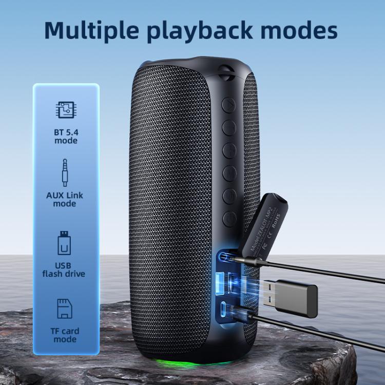 Zealot MP2 20W ポータブルアウトドアRGB Bluetoothスピーカー マイクなし（ブルー）、マイクなし（カモフラージュ）、マイクなし（ブラック）