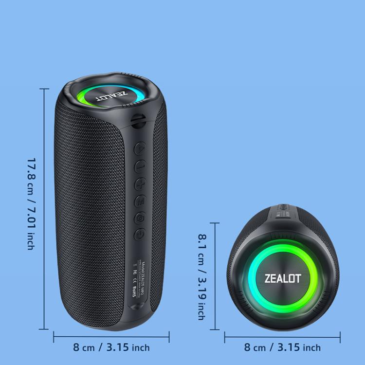 Zealot MP2 20W ポータブルアウトドアRGB Bluetoothスピーカー マイクなし（ブルー）、マイクなし（カモフラージュ）、マイクなし（ブラック）