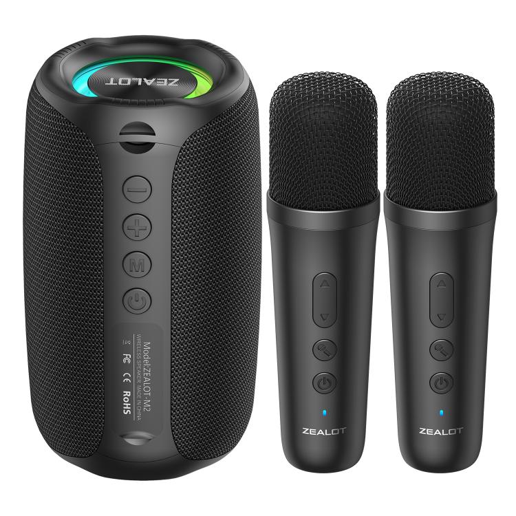 Zealot M2 8W ポータブルアウトドアRGB Bluetoothスピーカー マイク2本付き マイク1本付き