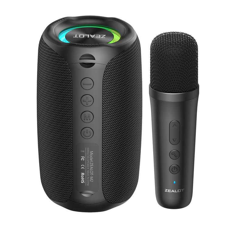 Zealot M2 8W ポータブルアウトドアRGB Bluetoothスピーカー マイク2本付き マイク1本付き