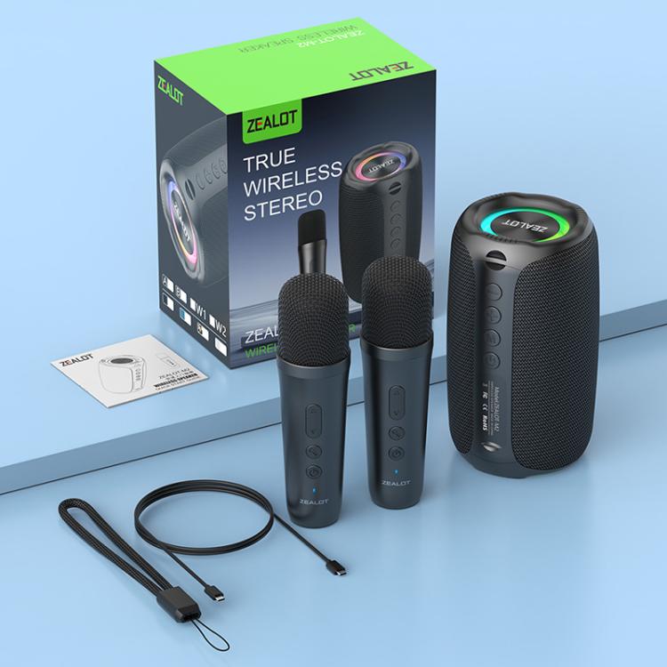 Zealot M2 8W ポータブルアウトドアRGB Bluetoothスピーカー マイク2本付き マイク1本付き