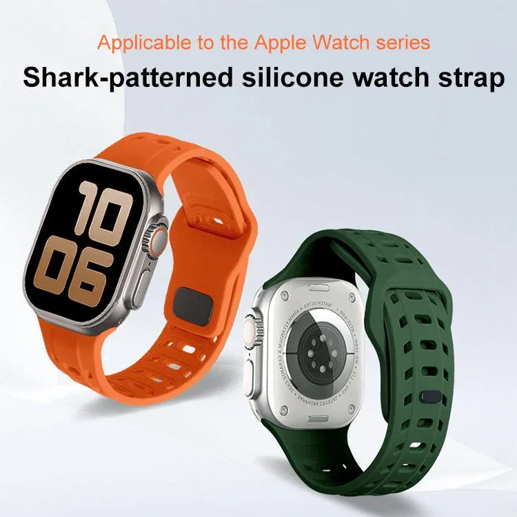 サメ模様穴あきシリコンウォッチバンド、Apple Watch 46mm / 49mm / 45mm / 44mm用