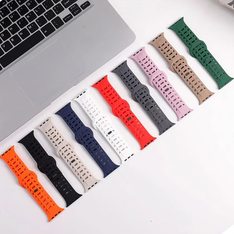 サメ模様穴あきシリコンウォッチバンド、Apple Watch 46mm / 49mm / 45mm / 44mm用