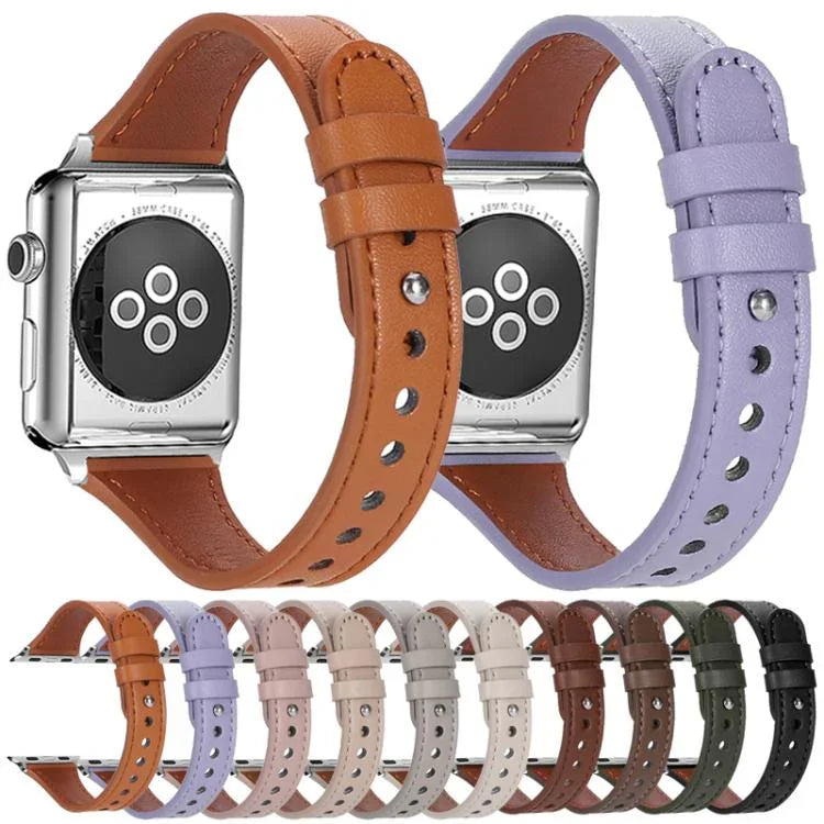 xDfind ダブルリングシングルリベット 本革ウォッチバンド、Apple Watch 42 / 44 / 45 / 46 / 49mm用、Apple Watch 38 / 40 / 41 / S10 42mm用