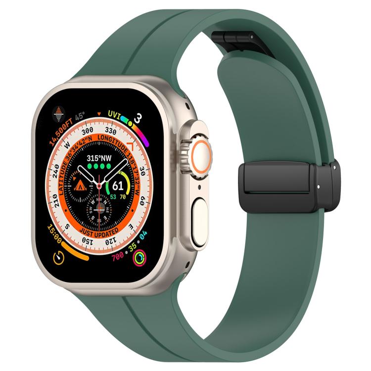 xDfind  Flat Head Groove Folding Black Buckle Silicone Watch Band, For Apple Watch 42 / 44 / 45 / 46 / 49mm, For Apple Watch 38 / 40 / 41 / S10 42mm