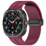 xDfind フラットヘッド グルーブ 折りたたみ ブラックバックル シリコンウォッチバンド、Samsung Galaxy Watch Ultra / Ultra 2025用