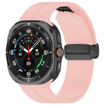 xDfind フラットヘッド グルーブ 折りたたみ ブラックバックル シリコンウォッチバンド、Samsung Galaxy Watch Ultra / Ultra 2025用