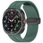 xDfind フラットヘッド グルーブ 折りたたみ ブラックバックル シリコンウォッチバンド、Samsung Galaxy Watch Ultra / Ultra 2025用