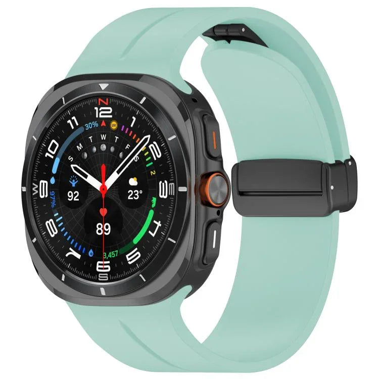 xDfind フラットヘッド グルーブ 折りたたみ ブラックバックル シリコンウォッチバンド、Samsung Galaxy Watch Ultra / Ultra 2025用