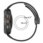 xDfind フラットヘッド グルーブ 折りたたみ ブラックバックル シリコンウォッチバンド、Samsung Galaxy Watch Ultra / Ultra 2025用