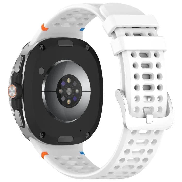 xDfind合金シルバーバックル通気穴シリコンウォッチバンド、Samsung Galaxy Watch8 / Watch8 Classic用
