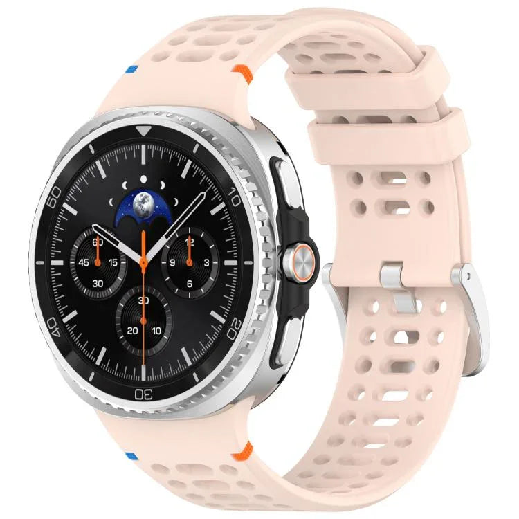 xDfind合金シルバーバックル通気穴シリコンウォッチバンド、Samsung Galaxy Watch8 / Watch8 Classic用