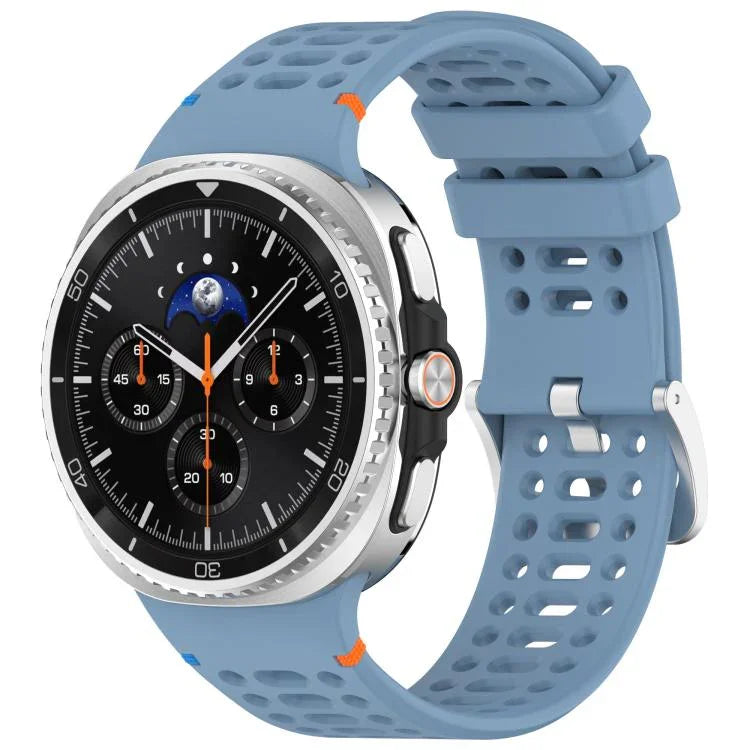 xDfind合金シルバーバックル通気穴シリコンウォッチバンド、Samsung Galaxy Watch8 / Watch8 Classic用