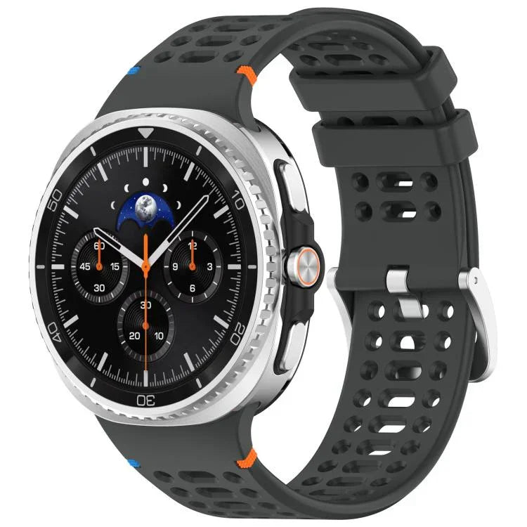 xDfind合金シルバーバックル通気穴シリコンウォッチバンド、Samsung Galaxy Watch8 / Watch8 Classic用
