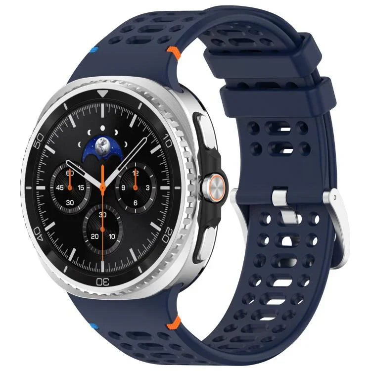 xDfind合金シルバーバックル通気穴シリコンウォッチバンド、Samsung Galaxy Watch8 / Watch8 Classic用