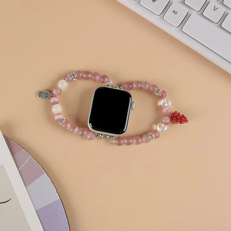 キャッツアイストーンビーズブレスレットウォッチバンド、Apple Watch 46mm / 49mm / 45mm / 44mm用、Apple Watch 42mm / 41mm / 40mm / 38mm用