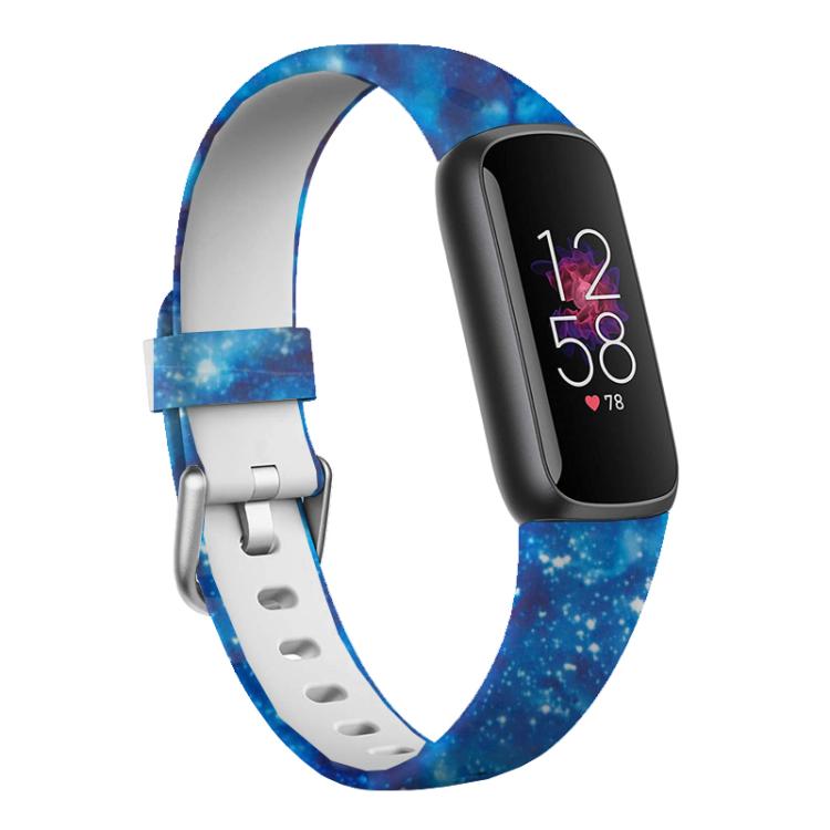 xDfind Silver Buckle Painting Silicone Watch Band For Fitbit Luxe, S, L