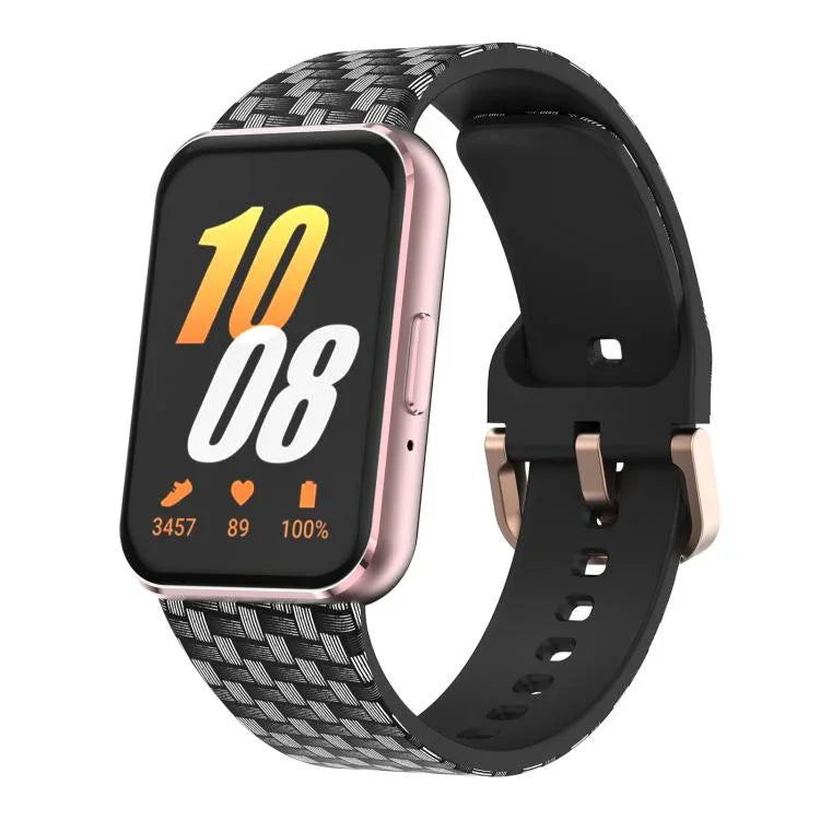 xDfindゴールドバックルプリントシリコンウォッチバンド、Samsung Galaxy Fit3用