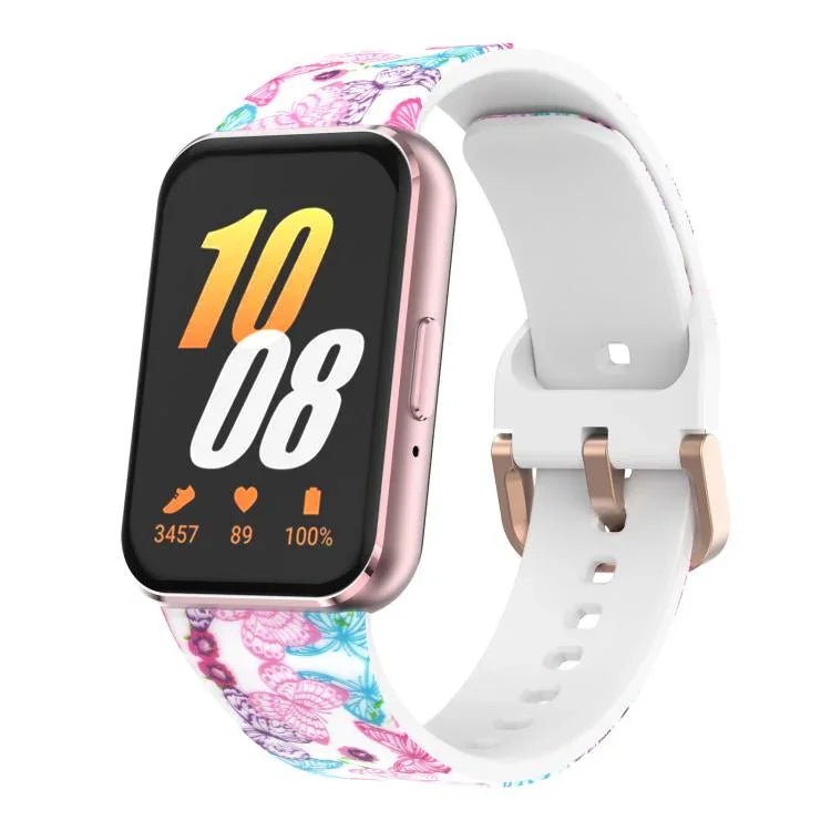 xDfindゴールドバックルプリントシリコンウォッチバンド、Samsung Galaxy Fit3用