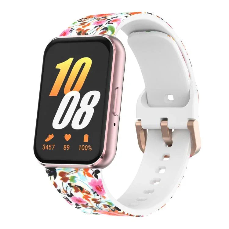 xDfindゴールドバックルプリントシリコンウォッチバンド、Samsung Galaxy Fit3用