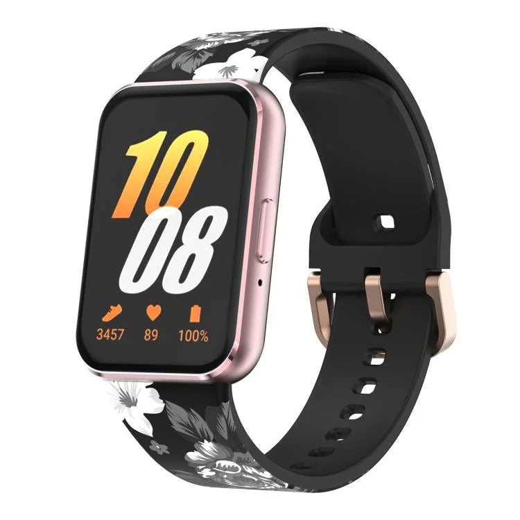xDfindゴールドバックルプリントシリコンウォッチバンド、Samsung Galaxy Fit3用