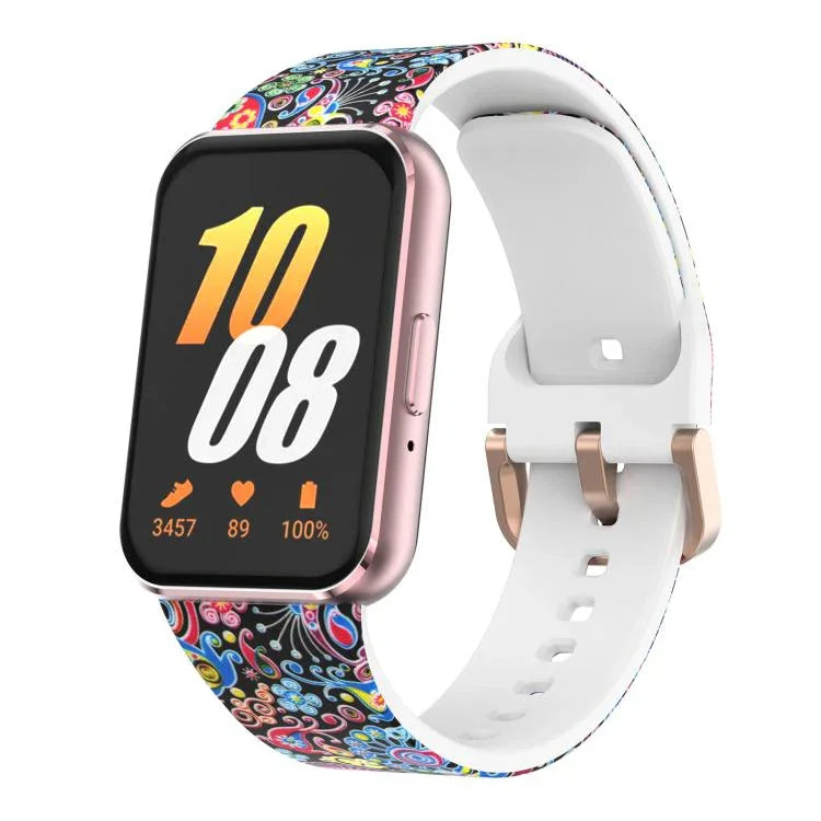 xDfindゴールドバックルプリントシリコンウォッチバンド、Samsung Galaxy Fit3用