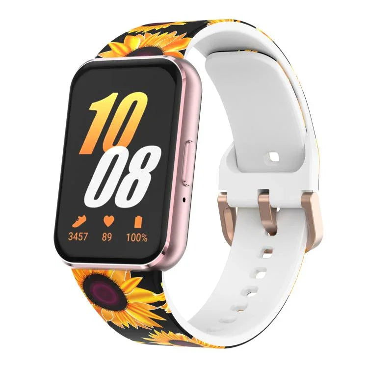 xDfindゴールドバックルプリントシリコンウォッチバンド、Samsung Galaxy Fit3用