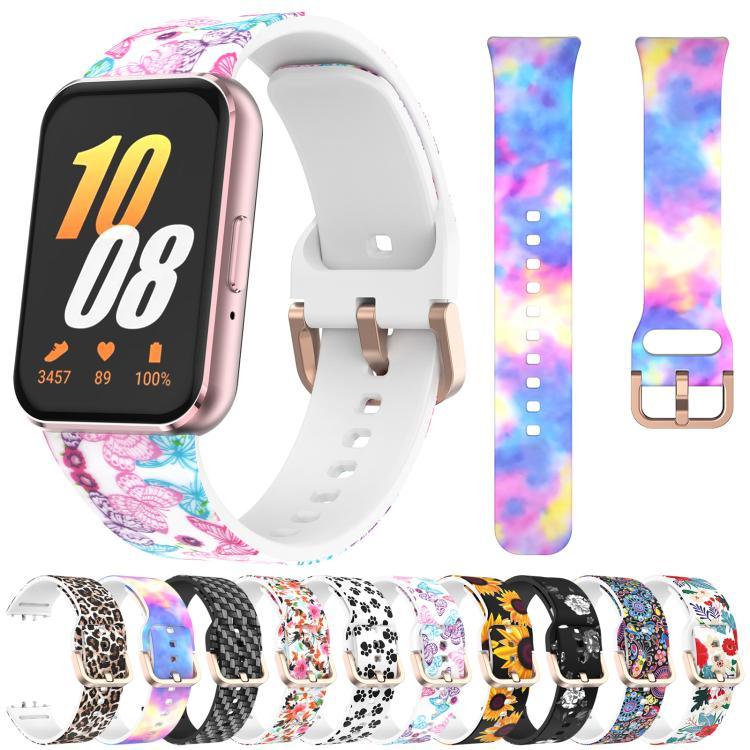 xDfindゴールドバックルプリントシリコンウォッチバンド、Samsung Galaxy Fit3用