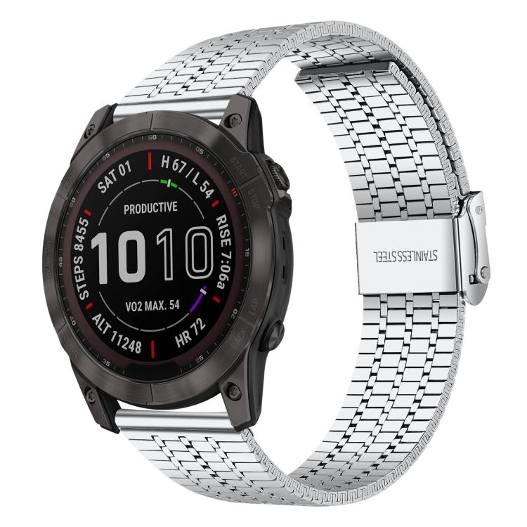 xDfind Seven Beads Buckle Stainless Steel Watch Band, For Garmin Fenix 8 / 7X / 6X / 5X 26mm, For Garmin Fenix 8 / 7 / 6 / 5 22mm