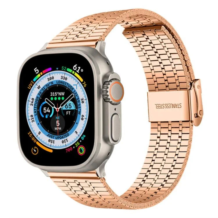 xDfind セブンビーズバックル ステンレススチールウォッチバンド、Apple Watch 42 / 44 / 45 / 46 / 49mm用、Apple Watch 38 / 40 / 41 / S10 42mm用