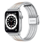 xDfind セブンビーズバックル ステンレススチールウォッチバンド、Apple Watch 42 / 44 / 45 / 46 / 49mm用、Apple Watch 38 / 40 / 41 / S10 42mm用