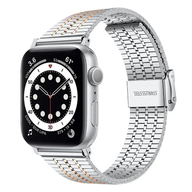 xDfind セブンビーズバックル ステンレススチールウォッチバンド、Apple Watch 42 / 44 / 45 / 46 / 49mm用、Apple Watch 38 / 40 / 41 / S10 42mm用