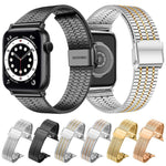xDfind セブンビーズバックル ステンレススチールウォッチバンド、Apple Watch 42 / 44 / 45 / 46 / 49mm用、Apple Watch 38 / 40 / 41 / S10 42mm用