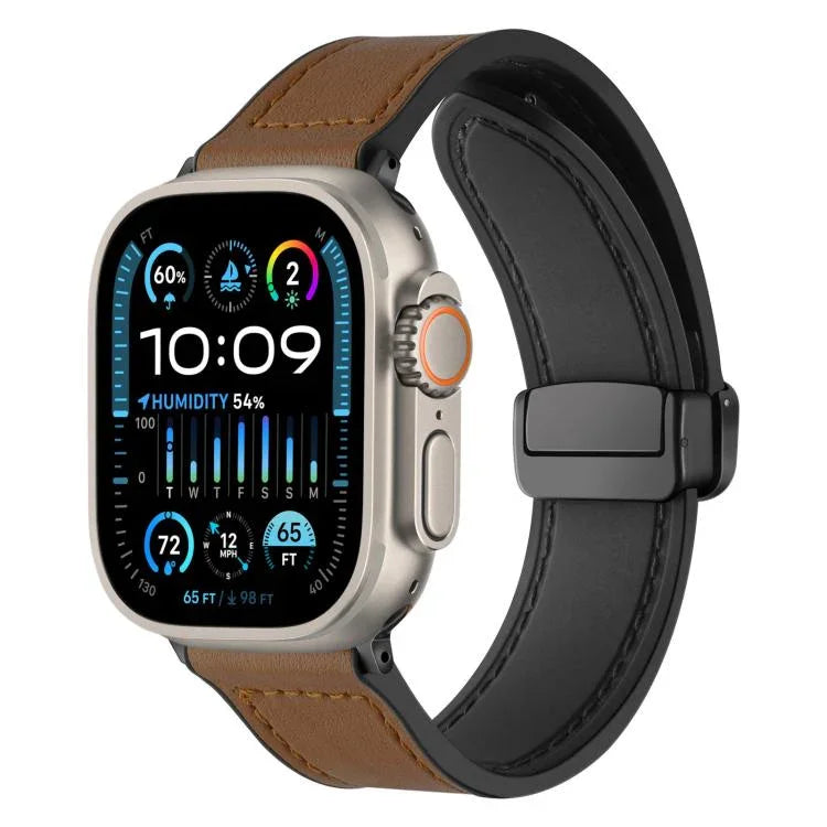 xDfind クレイジーホース柄シリコンスキン マグネットバックルウォッチバンド、Apple Watch 42 / 44 / 45 / 46 / 49mm用、Apple Watch 38 / 40 / 41 / S10 42mm用