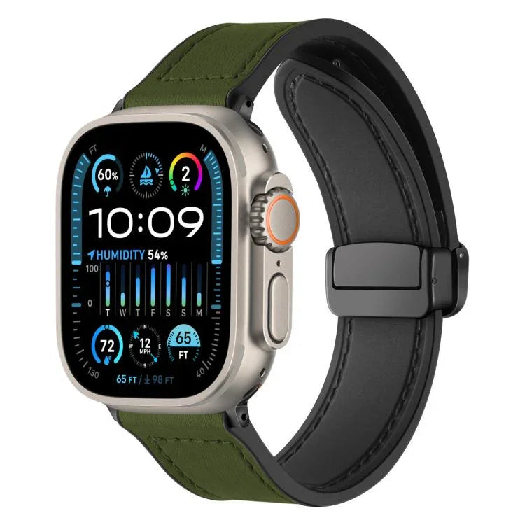 xDfind クレイジーホース柄シリコンスキン マグネットバックルウォッチバンド、Apple Watch 42 / 44 / 45 / 46 / 49mm用、Apple Watch 38 / 40 / 41 / S10 42mm用